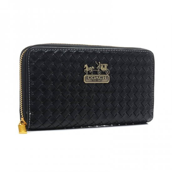 Coach Knitted Logo Large Black Wallets EGG | Women